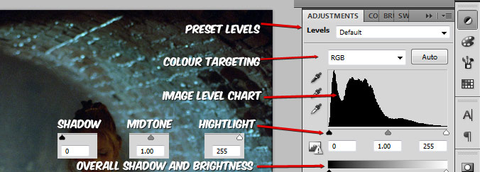 Adjustment Layers Levels Layout